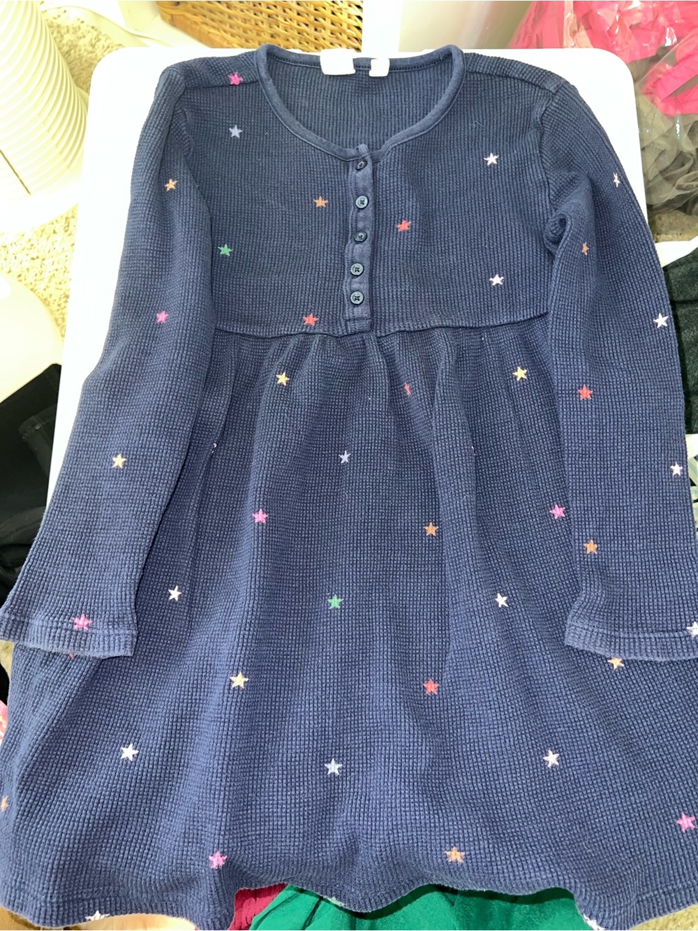 GAP Navy Knit Dress with Multicolor Star Embroidery